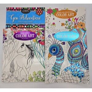 Adult Coloring Books Lot 4 Boho Geometric Woodland Winged Creatures Unused‎